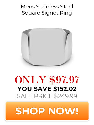 Mens Stainless Steel Square Signet Ring