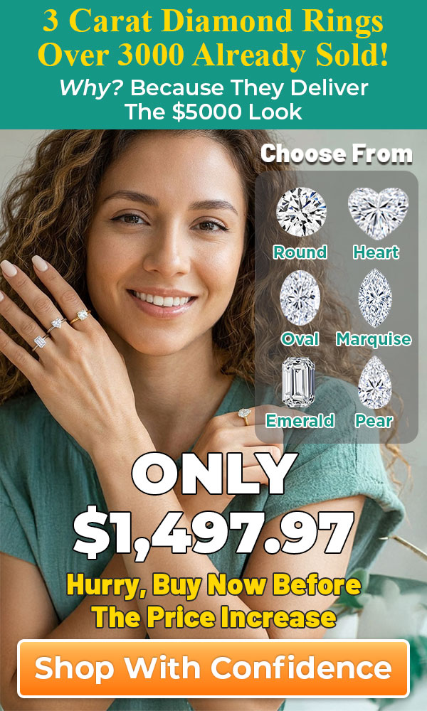Amazing Fiery 3 Carat Diamond Ring In Solid 14 Karat Gold