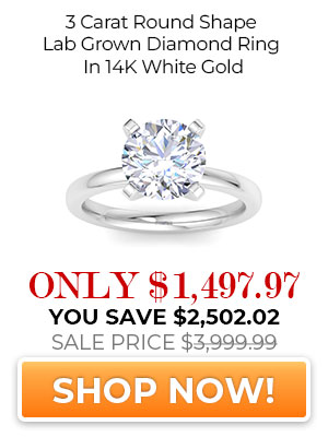 3 Carat Round Shape Lab Grown Diamond Ring In 14 Karat White Gold