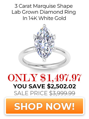3 Carat Marquise Shape Lab Grown Diamond Ring In 14 Karat White Gold