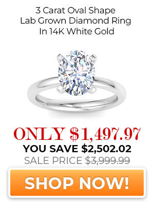 3 Carat Oval Shape Lab Grown Diamond Ring In 14 Karat White Gold