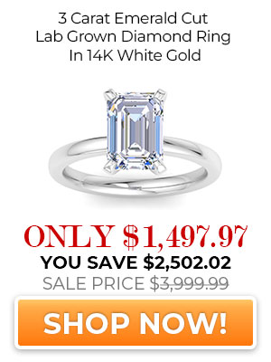 3 Carat Emerald Cut Lab Grown Diamond Ring In 14 Karat White Gold