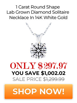 1 Carat Round Shape Lab Grown Diamond Solitaire Necklace In 14K White Gold