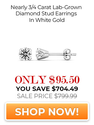 Nearly 3/4 Carat Lab-Grown Diamond Stud Earrings In White Gold