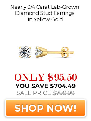 Nearly 3/4 Carat Lab-Grown Diamond Stud Earrings In Yellow Gold