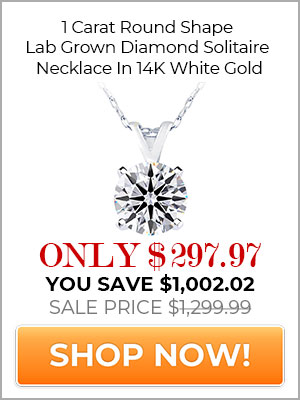 1 Carat Round Shape Lab Grown Diamond Solitaire Necklace In 14K White Gold