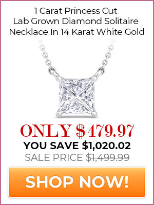 1 Carat Princess Cut Lab Grown Diamond Solitaire Necklace In 14 Karat White Gold
