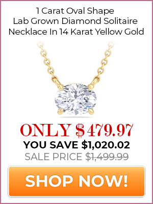 1 Carat Oval Shape Lab Grown Diamond Solitaire Necklace In 14 Karat Yellow Gold
