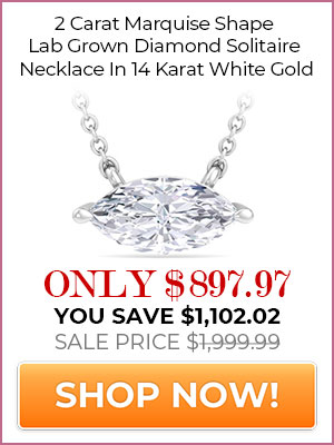 2 Carat Marquise Shape Lab Grown Diamond Solitaire Necklace In 14 Karat White Gold