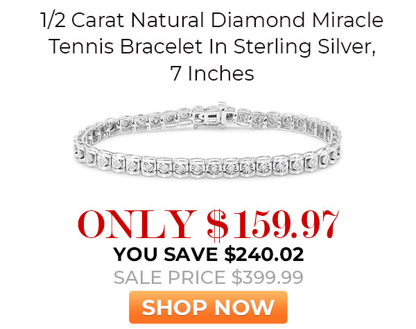 1/2 Carat Natural Diamond Miracle Tennis Bracelet In Sterling Silver, 7 Inches