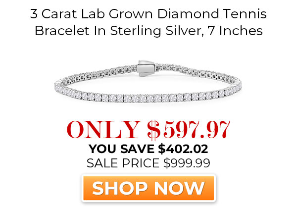 3 Carat Lab Grown Diamond Tennis Bracelet In Sterling Silver, 7 Inches