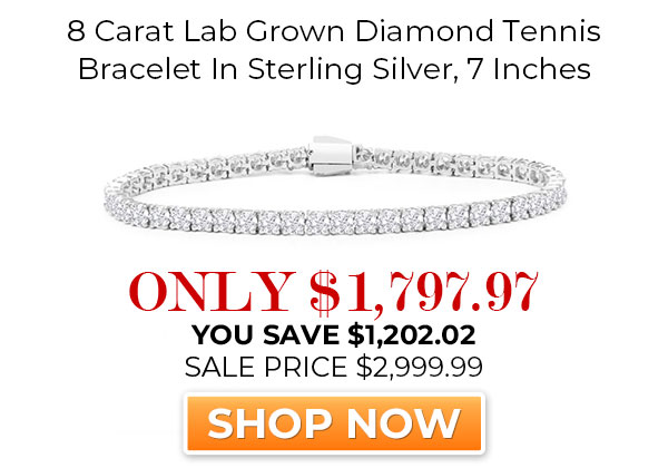 8 Carat Lab Grown Diamond Tennis Bracelet In Sterling Silver, 7 Inches