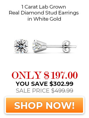 1 Carat Lab Grown Real Diamond Stud Earrings in White Gold
