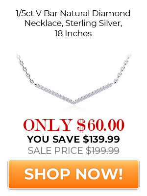 1/5ct V Bar Natural Diamond Necklace, Sterling Silver, 18 Inches