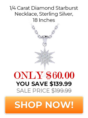1/4 Carat Diamond Starburst Necklace, Sterling Silver, 18 Inches
