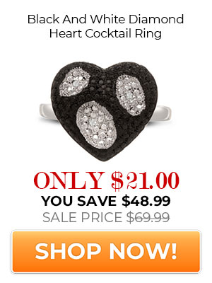 Black And White Diamond Heart Cocktail Ring