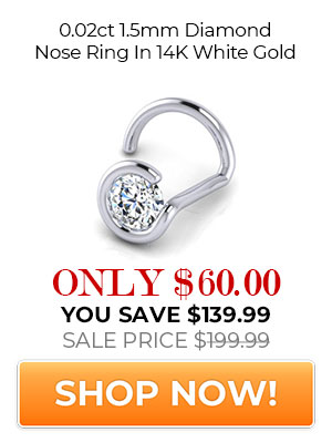 0.02ct 1.5mm Diamond Nose Ring In 14K White Gold
