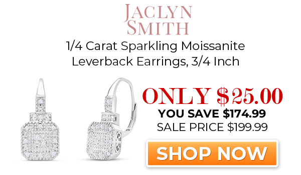 Jaclyn Smith Exclusive 1/4 Carat Sparkling Moissanite Leverback Earrings, 3/4 Inch