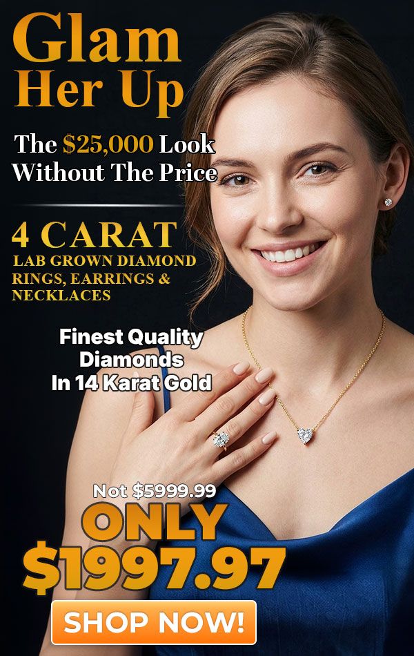 4 Carat Lab Grown Diamond Rings, Earrings, Necklaces
