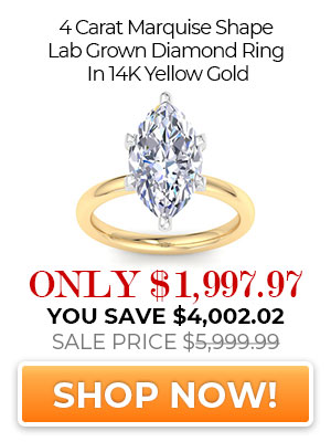 4 Carat Marquise Shape Lab Grown Diamond Ring In 14K Yellow Gold