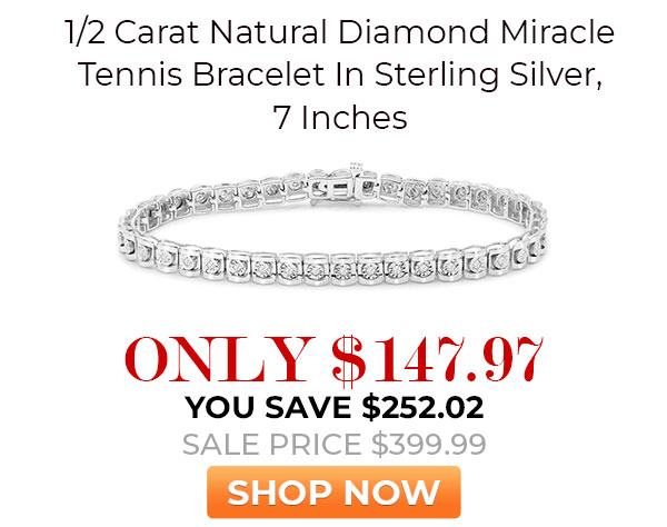 1/2 Carat Natural Diamond Miracle Tennis Bracelet In Sterling Silver, 7 Inches