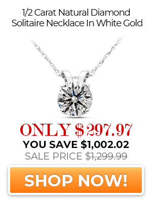1/2 Carat Natural Diamond Solitaire Necklace In White Gold