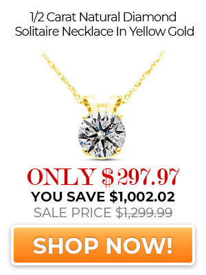 1/2 Carat Natural Diamond Solitaire Necklace In Yellow Gold