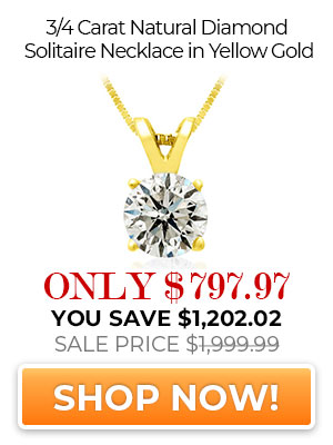 3/4 Carat Natural Diamond Necklace In Yellow Gold