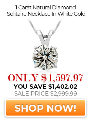 1 Carat Natural Diamond Solitaire Necklace In White Gold
