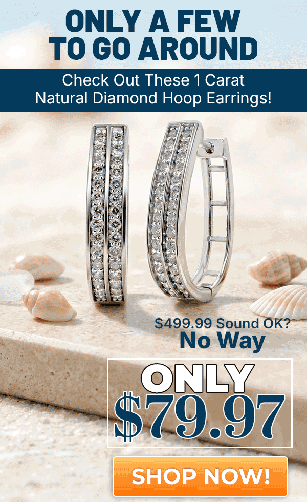 1 Carat Diamond Two Row Hoop Earrings In Platinum Overlay