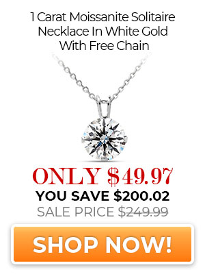 1 Carat Moissanite Solitaire Necklace In White Gold With Free Chain