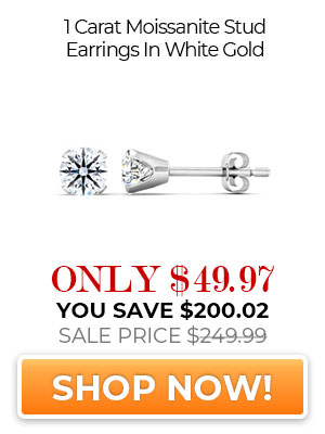 1 Carat Moissanite Stud Earrings In White Gold