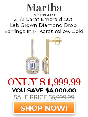 2 1/2 Carat Emerald Cut Lab Grown Diamond Drop Earrings In 14 Karat Yellow Gold