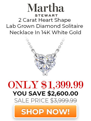 2 Carat Heart Shape Lab Grown Diamond Solitaire Necklace In 14K White Gold