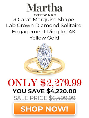 3 Carat Marquise Shape Lab Grown Diamond Solitaire Engagement Ring In 14K Yellow Gold