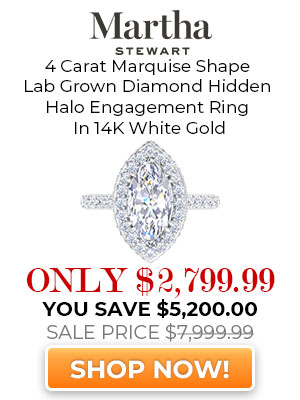 4 Carat Marquise Shape Lab Grown Diamond Hidden Halo Engagement Ring In 14K White Gold