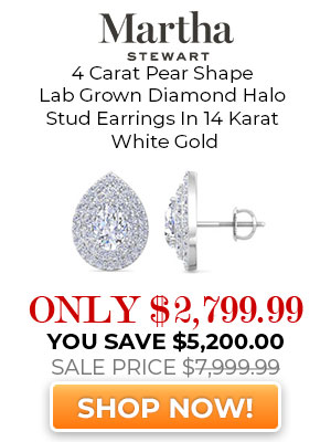 4 Carat Pear Shape Lab Grown Diamond Halo Stud Earrings In 14 Karat White Gold