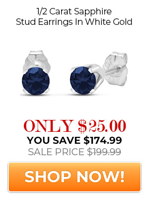 1/2 Carat Sapphire Stud Earrings In White Gold