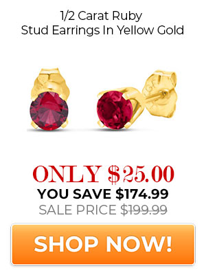 0.60 Carat Ruby Stud Earrings in Yellow Gold