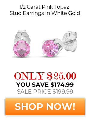 1/2 Carat Pink Topaz Stud Earrings In White Gold