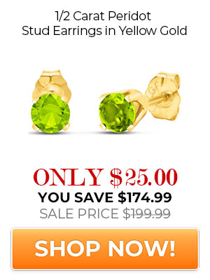 1/2 Carat Peridot Stud Earrings in Yellow Gold