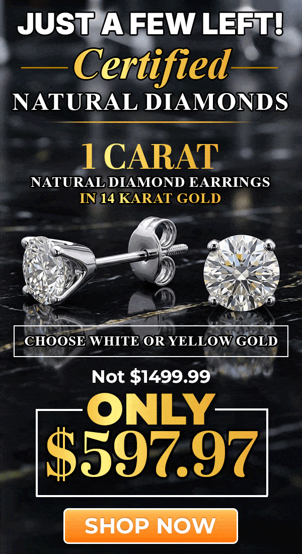 1 Carat Natural Diamond Earrings In 14K   