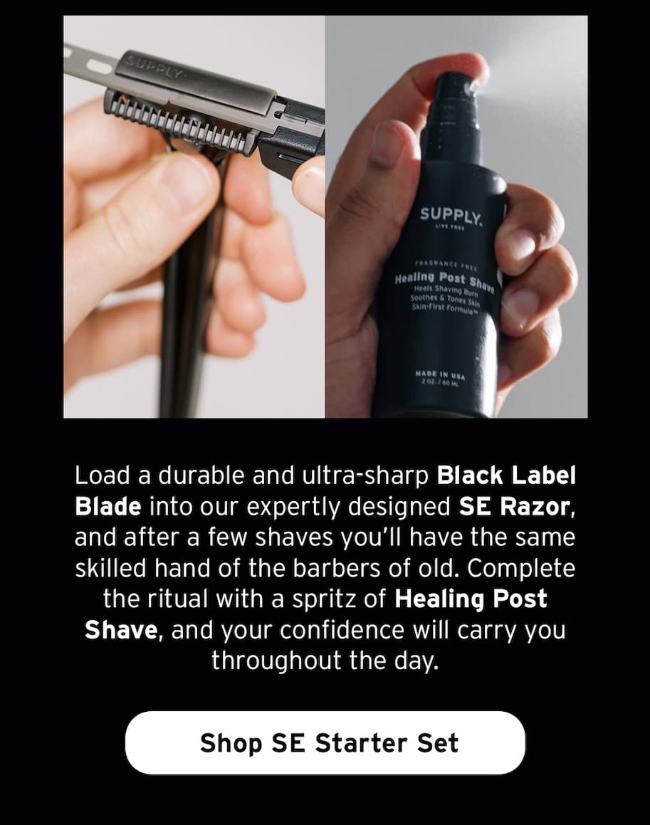 Load a durable and ultra-sharp Black Label Blade.
