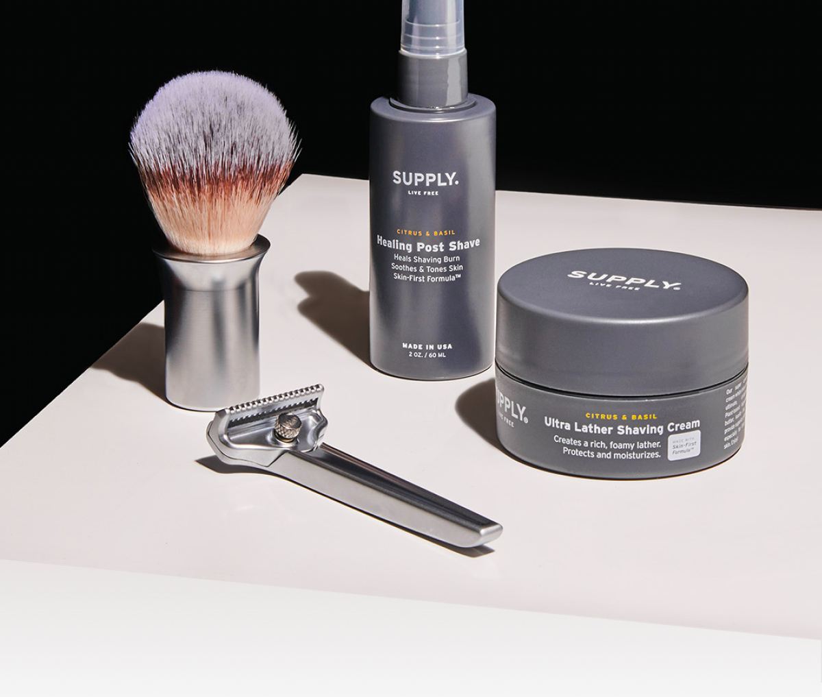 SUPPLY. Your best shave, amplified. Once you’ve mastered the technique, turn back to the tools. Supply accessories each improve your shave in their own way. Button: Shop Accessories.