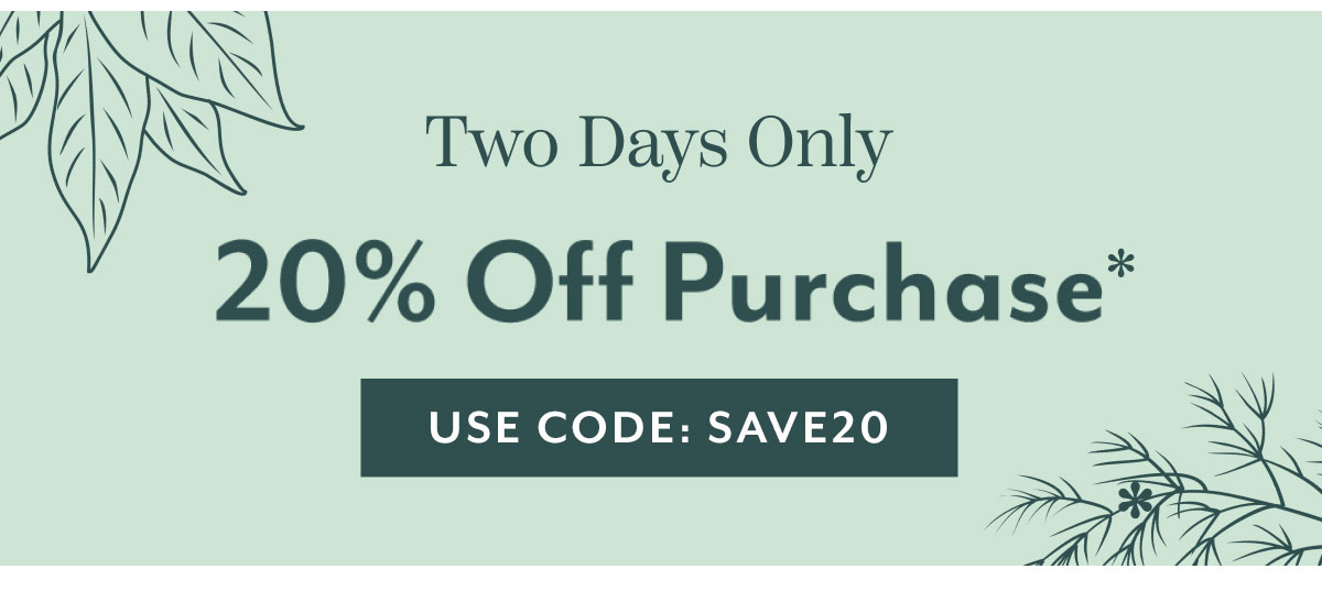 20 percent off purchase