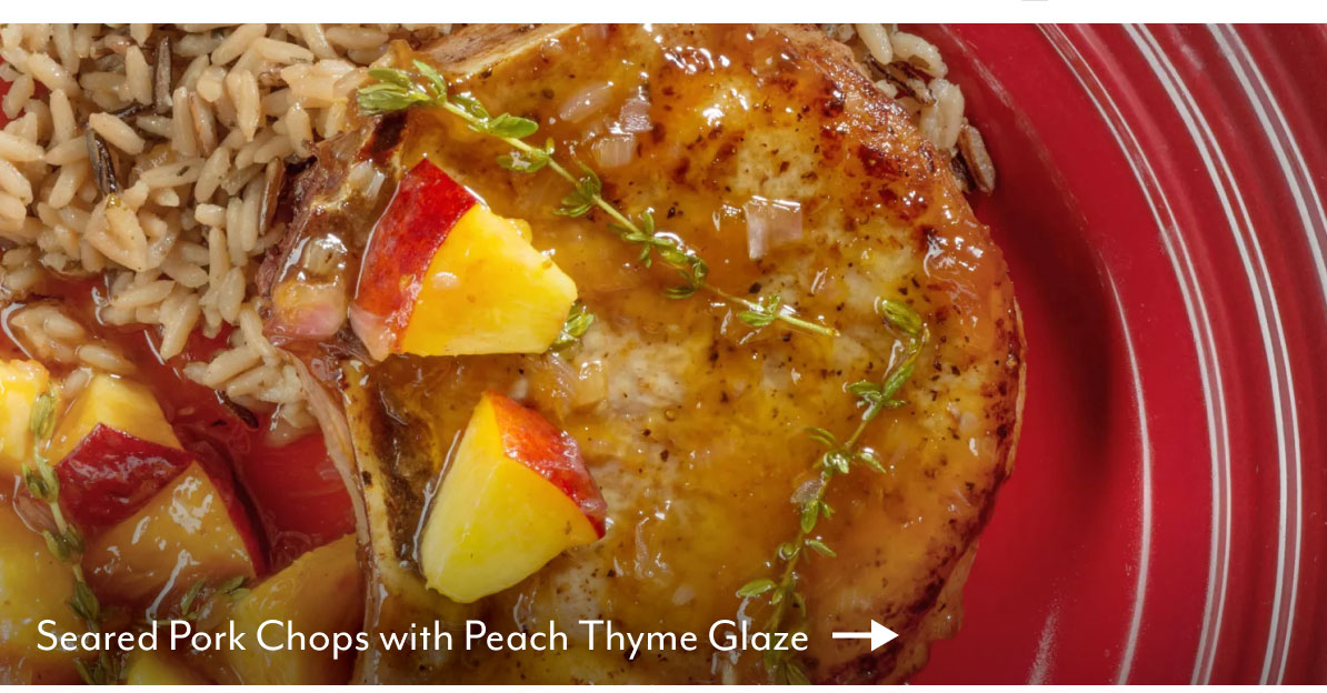 Seared Pork Chops with Peach Thyme Glaze