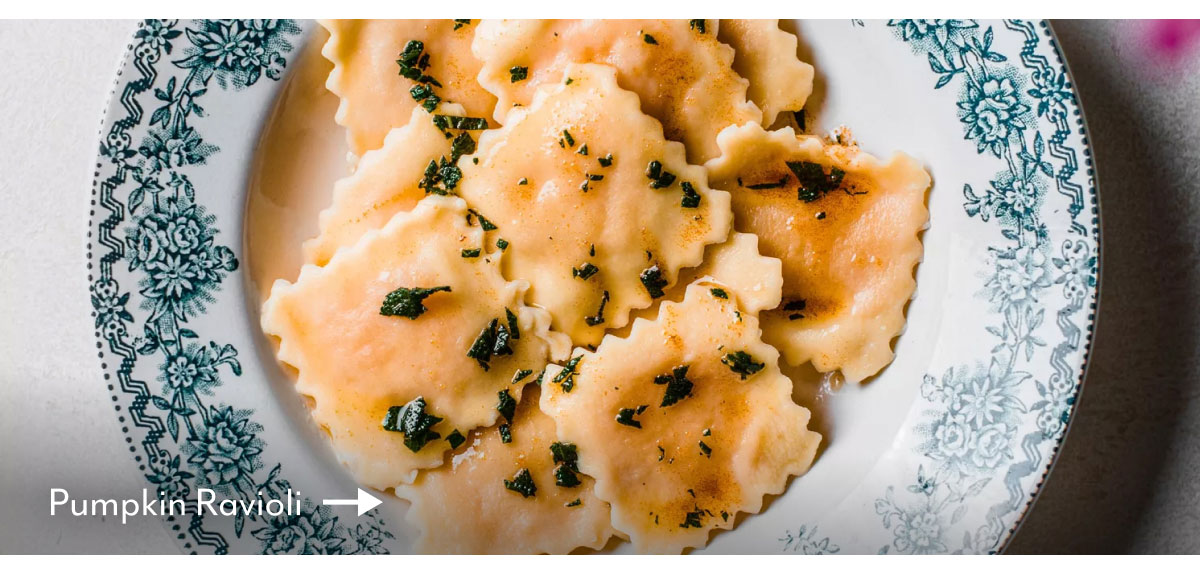 Pumpkin Ravioli with Sage-Brown Butter Sauce