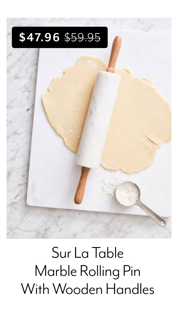 Sur La Table Marble Rolling Pin with Wooden Handles