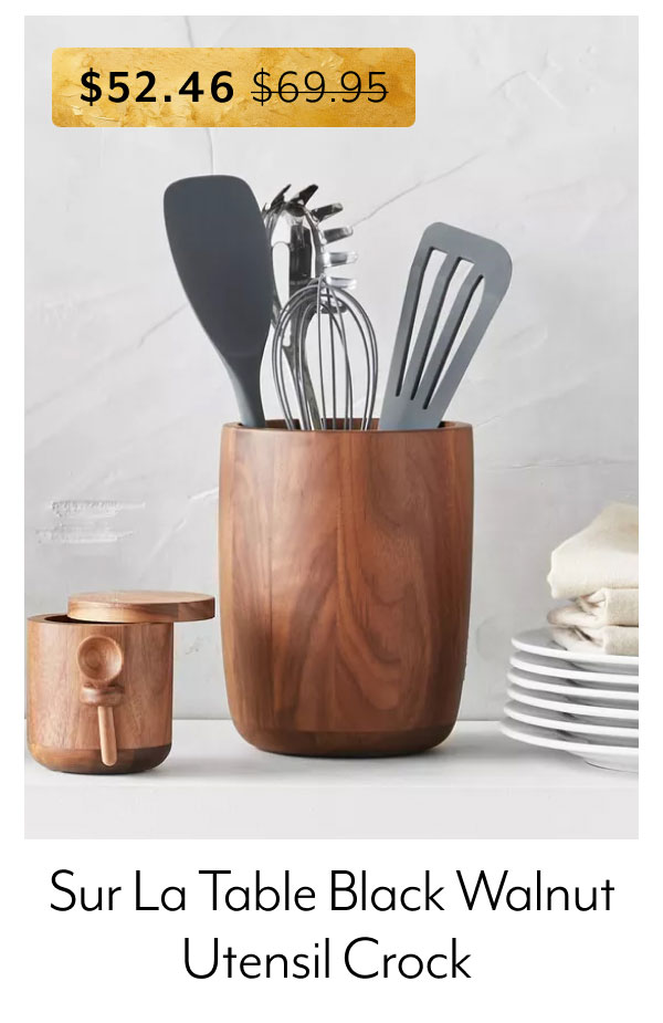 Sur La Table Black Walnut Utensil Crock