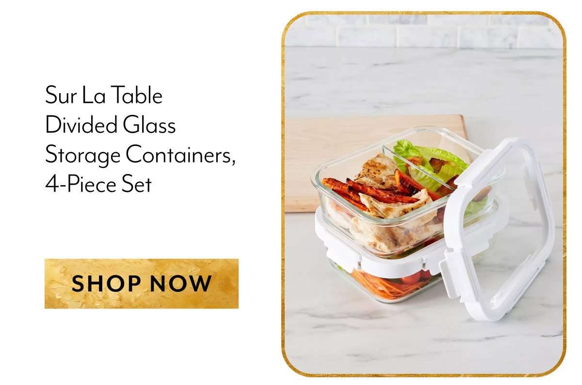 Sur La Table Divided Glass Storage Containers, 4-Piece Set